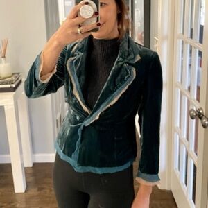 Helen Wang Teal Velvet Blazer